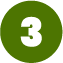 A white and bold number 3 with a green background